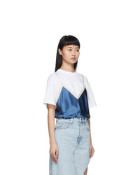 Alexander Wang White And Blue Silk Camisole Overlay T Shirt
