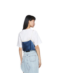 Alexander Wang White And Blue Silk Camisole Overlay T Shirt