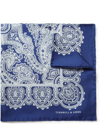White and Blue Silk Pocket Square