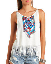 White and Blue Sleeveless Top