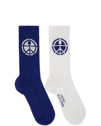 Rassvet Blue And White Jacquard Socks