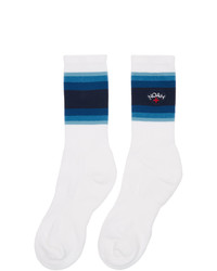 Noah NYC White And Blue Gradient Stripe Socks