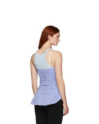 Alexander Wang Blue And White Ruched Zipper Tank Top