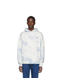 White and Blue Tie-Dye Hoodie