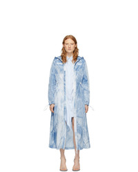 White and Blue Tie-Dye Raincoat