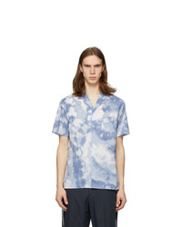 White and Blue Tie-Dye Short Sleeve Shirt