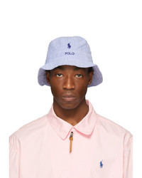 White and Blue Vertical Striped Bucket Hat