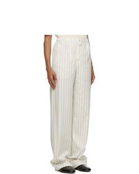 Gucci Off White And Blue Antique Striped Trousers
