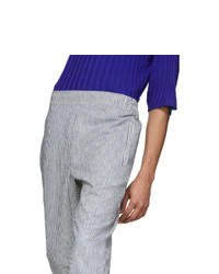 House Of The Very Islands White And Navy Striped Hi Trousers