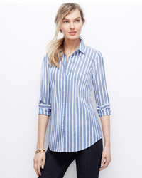 Ann Taylor Striped Chambray Perfect Shirt