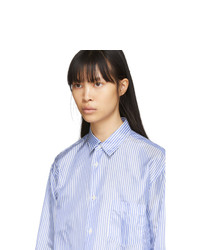 Comme Des Garcons SHIRT Blue And White Cupro Striped Forever Shirt