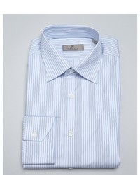 Canali Blue Stripe Cotton Spread Collar Dress Shirt
