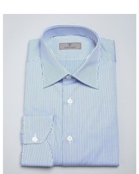 Canali Blue Stripe Cotton Spread Collar Dress Shirt