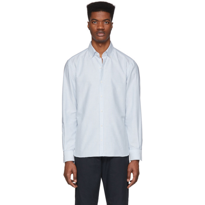 Eidos Blue Striped Oxford Shirt, $81 | SSENSE | Lookastic