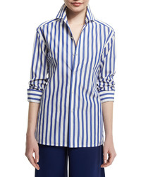 Ralph Lauren Collection French Capri Striped Dress Shirt Whiteclassic Blue