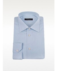 Forzieri Light Blue And White Fine Lines Cotton Dress Shirt