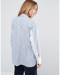 Asos Oversized Stripe Shirt With Contrast Batwing Sleeve