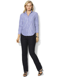 Lauren Ralph Lauren Plus Size Wrinkle Free Bengal Striped Dress Shirt, $75  | Macy's | Lookastic