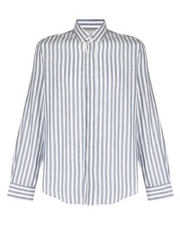 Men's Navy Wool Blazer, White and Blue Vertical Striped Dress Shirt ...