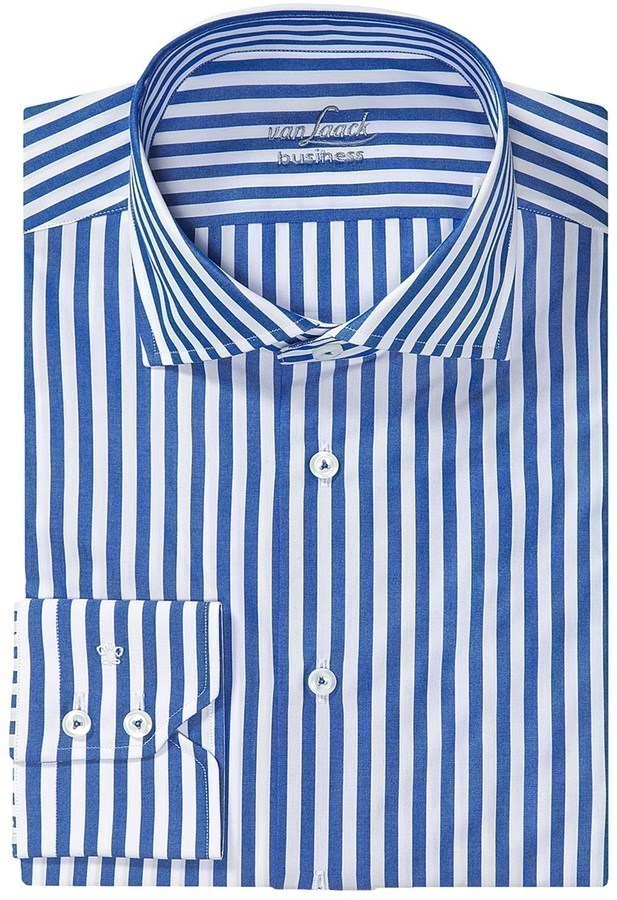 Van Laack Rivara Multi Stripe Shirt Spread Collar Long Sleeve Shirt ...