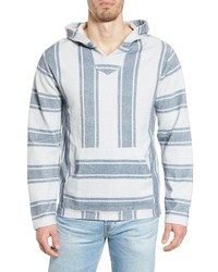 White and Blue Vertical Striped Hoodie