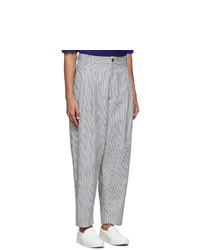 House Of The Very Islands White And Navy Striped Linen Trousers