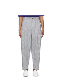 House Of The Very Islands White And Navy Striped Linen Trousers