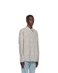 Gucci Blue And Off White Poplin Striped Shirt