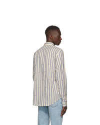 Gucci Blue And Off White Poplin Striped Shirt