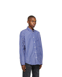Balenciaga Blue And Red Stripe Large Fit Shirt