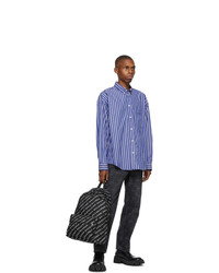 Balenciaga Blue And Red Stripe Large Fit Shirt