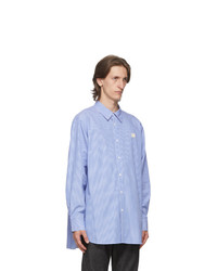 Acne Studios Blue And White Patch Striped Shirt