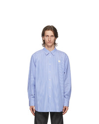 Acne Studios Blue And White Patch Striped Shirt