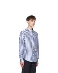 4SDESIGNS Blue And White Stripe Classic Sp Shirt
