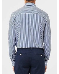 Topman Blue And White Stripe Long Sleeve Casual Shirt