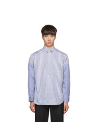 Comme Des Garcons SHIRT Blue And White Stripe Vented Sleeves Shirt