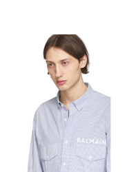 Balmain Blue And White Striped Tailored Shirt