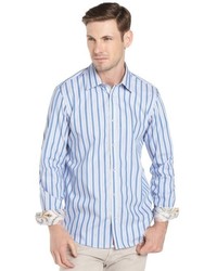 Report Collection Blue Stripe Cotton Long Sleeve Shirt