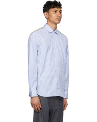 Junya Watanabe Blue White Paneled Stripe Check Shirt