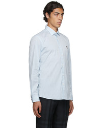 Burberry Blue White Stripe Monogram Motif Shirt