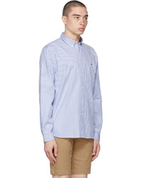 Lacoste Blue White Striped Regular Fit Shirt