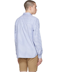 Lacoste Blue White Striped Regular Fit Shirt