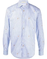 Etro Giraffe Print Striped Cotton Shirt