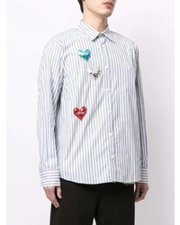 Doublet Heart Appliqu Stripe Print Shirt