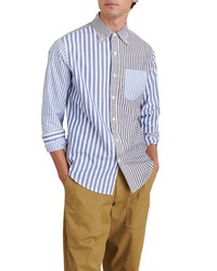 Alex Mill Mill Mixed Stripe Cotton Shirt In Blue Multi At Nordstrom