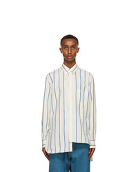 Lanvin Off White And Blue Asymmetric Shirt