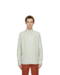 Gucci Off White And Blue Cotton Striped Shirt