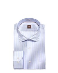 Peter Millar Long Sleeve Striped Poplin Shirt Tarheel Blue