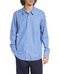 DAILY PAPE R Mambo Stripe Button Up Shirt In Bluewhite Stripe At Nordstrom