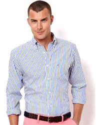Nautica Shirt Long Sleeved Wrinkle Resistant Striped Shirt